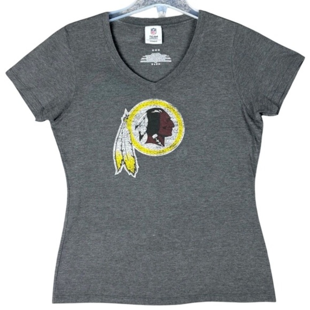 Washington Redskins Women's Medium NFL Team Apparel V-Neck T-Shirt Charcoal Grey
